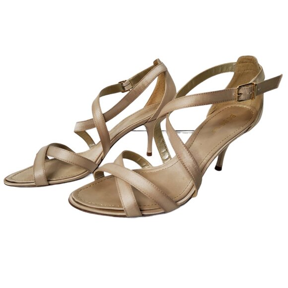 Women's BCBG Nude Satin Ankle- Strap Sandal 3" Heels Size US 9M - Picture 2 of 4